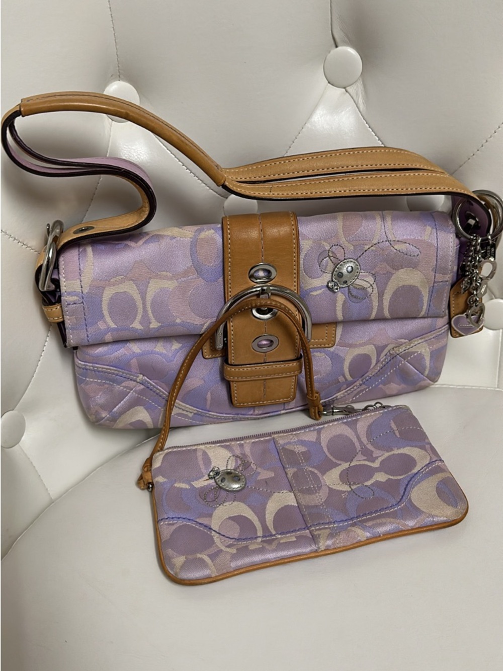Rare purple lady bug coach bag and wristlet